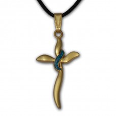 Cross pendant geocoin 2013 - Satin gold + Azure